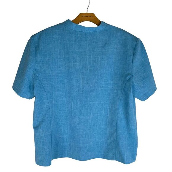 Adrian Delafield Women's size XL petite Vintage Blue embroidered 2 pc pant suit - Picture 6 of 10